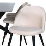 Jídelní stůl Piazza – černá/šedá dýha+židle sametové stehy – černá/béžová Velvet_6