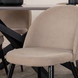 Jídelní stůl Piazza – černá / šedá dýha + židle se sametovými stehy – černá / béžová látka (polyesterové prádlo)_6