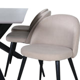 Jídelní stůl Piazza – černá / šedá dýha + židle se sametovými stehy – černá / béžová látka (polyesterové prádlo)_6