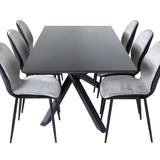 Jídelní stůl Piazza - černá / černá dýha + židle Emma - černá / černá a světle šedá Černý samet vzadu Šedý samet vpředu_6