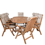 Kenya Oválný jídelní stůl 180/240*120*H75 -Teak+Keňa 5-polohová skládací židle - Teak_8