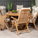 Kenya Oválný jídelní stůl 180/240*120*H75 -Teak+Keňa 5-polohová skládací židle - Teak_8