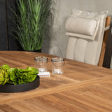 Kenya Oválný jídelní stůl 180/240*120*H75 -Teak+Keňa 5-polohová skládací židle - Teak_8
