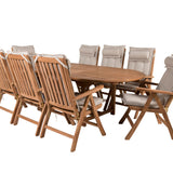 Kenya Oválný jídelní stůl 180/240*120*H75 -Teak+Keňa 5-polohová skládací židle - Teak_8