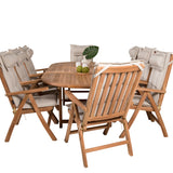 Kenya Oválný jídelní stůl 180/240*120*H75 -Teak+Keňa 5-polohová skládací židle - Teak_8