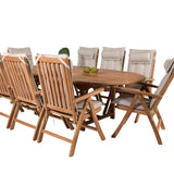 Kenya Oválný jídelní stůl 180/240*120*H75 -Teak+Keňa 5-polohová skládací židle - Teak_8