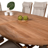Kenya Oválný jídelní stůl 180/240*120*H75 -Teak+Keňa 5-polohová skládací židle - Teak_8
