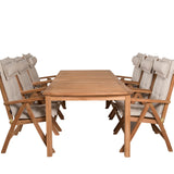 Jídelní stůl Kenya 220*100*H76 - Teak+Keňa 5-polohová skládací židle - Teak_6