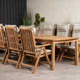 Jídelní stůl Kenya 220*100*H76 - Teak+Keňa 5-polohová skládací židle - Teak_6