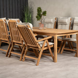 Jídelní stůl Kenya 220*100*H76 - Teak+Keňa 5-polohová skládací židle - Teak_6