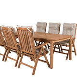 Jídelní stůl Kenya 220*100*H76 - Teak+Keňa 5-polohová skládací židle - Teak_6