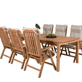 Jídelní stůl Kenya 220*100*H76 - Teak+Keňa 5-polohová skládací židle - Teak_6