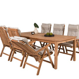 Jídelní stůl Kenya 220*100*H76 - Teak+Keňa 5-polohová skládací židle - Teak_6