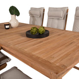 Jídelní stůl Kenya 220*100*H76 - Teak+Keňa 5-polohová skládací židle - Teak_6
