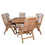 Kenya Oválný jídelní stůl 180/240*120*H75 -Teak+Keňa 5-polohová skládací židle - Teak_6