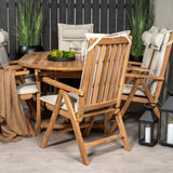 Kenya Oválný jídelní stůl 180/240*120*H75 -Teak+Keňa 5-polohová skládací židle - Teak_6