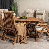 Kenya Oválný jídelní stůl 180/240*120*H75 -Teak+Keňa 5-polohová skládací židle - Teak_6