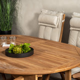 Kenya Oválný jídelní stůl 180/240*120*H75 -Teak+Keňa 5-polohová skládací židle - Teak_6