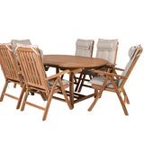 Kenya Oválný jídelní stůl 180/240*120*H75 -Teak+Keňa 5-polohová skládací židle - Teak_6