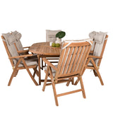 Kenya Oválný jídelní stůl 180/240*120*H75 -Teak+Keňa 5-polohová skládací židle - Teak_6