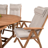 Kenya Oválný jídelní stůl 180/240*120*H75 -Teak+Keňa 5-polohová skládací židle - Teak_6