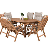 Kenya Oválný jídelní stůl 180/240*120*H75 -Teak+Keňa 5-polohová skládací židle - Teak_6