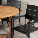 Kenya Oval Jing Table 180/240*120*H75 -Teak+Levels Židle (stohovatelné) - Black Alu / Black Aintwood_6