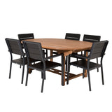 Kenya Oval Jing Table 180/240*120*H75 -Teak+Levels Židle (stohovatelné) - Black Alu / Black Aintwood_6