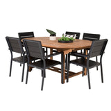 Kenya Oval Jing Table 180/240*120*H75 -Teak+Levels Židle (stohovatelné) - Black Alu / Black Aintwood_6