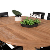 Kenya Oval Jing Table 180/240*120*H75 -Teak+Levels Židle (stohovatelné) - Black Alu / Black Aintwood_6