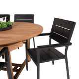 Kenya Oval Jing Table 180/240*120*H75 -Teak+Levels Židle (stohovatelné) - Black Alu / Black Aintwood_6