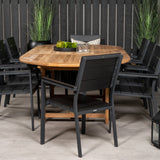Kenya Oválný jídelní stůl 180/240*120*H75 -Teak - Ersätter 9525-444 +Židle na úrovně (stohovatelné) - Black Alu / Black Aintwood _8