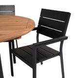 Kenya Oválný jídelní stůl 180/240*120*H75 -Teak - Ersätter 9525-444 +Židle na úrovně (stohovatelné) - Black Alu / Black Aintwood _8