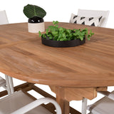 Kenya Oválný jídelní stůl 180/240*120*H75 -Teak - Ersätter 9525-444 +Křeslo Santorini (stohovatelné) - Bílá Alu / Bílá textilie _6
