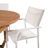 Kenya Oválný jídelní stůl 180/240*120*H75 -Teak - Ersätter 9525-444 +Křeslo Santorini (stohovatelné) - Bílá Alu / Bílá textilie _6