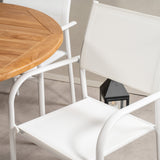 Kenya Oválný jídelní stůl 180/240*120*H75 -Teak - Ersätter 9525-444 +Křeslo Santorini (stohovatelné) - Bílá Alu / Bílá textilie _8
