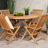 Kulatý jídelní stůl Kenya ø120 cm - Teak+Keňa skládací židle s područkou - Teak_4