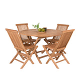 Kulatý jídelní stůl Kenya ø120 cm - Teak+Keňa skládací židle s područkou - Teak_4