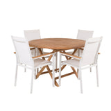 Kulatý jídelní stůl Kenya ø120 cm – Židle Teak+Texas – Bílá/Teak_4