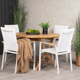 Kulatý jídelní stůl Kenya ø120 cm – Židle Teak+Texas – Bílá/Teak_4