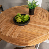 Kulatý jídelní stůl Kenya ø120 cm – Židle Teak+Texas – Bílá/Teak_4
