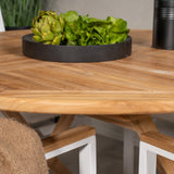 Kulatý jídelní stůl Kenya ø120 cm – Židle Teak+Texas – Bílá/Teak_4