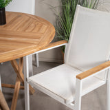 Kulatý jídelní stůl Kenya ø120 cm – Židle Teak+Texas – Bílá/Teak_4