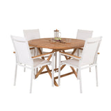 Kulatý jídelní stůl Kenya ø120 cm – Židle Teak+Texas – Bílá/Teak_4