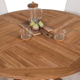 Kulatý jídelní stůl Kenya ø120 cm – Židle Teak+Texas – Bílá/Teak_4