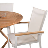 Kulatý jídelní stůl Kenya ø120 cm – Židle Teak+Texas – Bílá/Teak_4