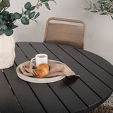 Break - Jídelní stůl kulatý - Černá / Černá - Alu / Aintwood - 120ø _1+ Lindos Stohovací židle - Černá Alu / Latte Latte _4