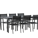 Modena – Jídelní stůl – Černá – Hliník – 200*100 cm _1+ Stohovací židle Copacabana – Černá/Černá _6