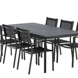 Modena – Jídelní stůl – Černá – Hliník – 200*100 cm _1+ Stohovací židle Copacabana – Černá/Černá _6