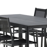 Modena – Jídelní stůl – Černá – Hliník – 200*100 cm _1+ Stohovací židle Copacabana – Černá/Černá _6